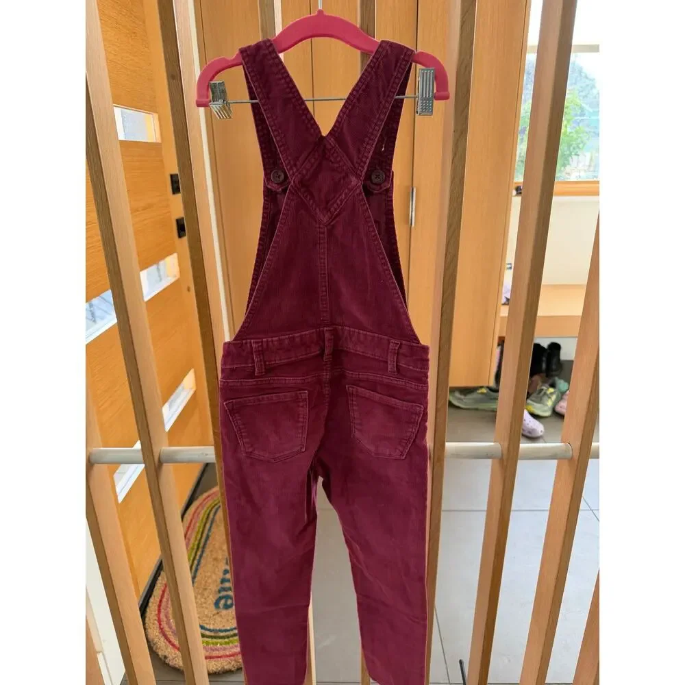 GAP Denim Kids Girls Corduroy Overalls Burgundy Skinny Size 6-7 (S)